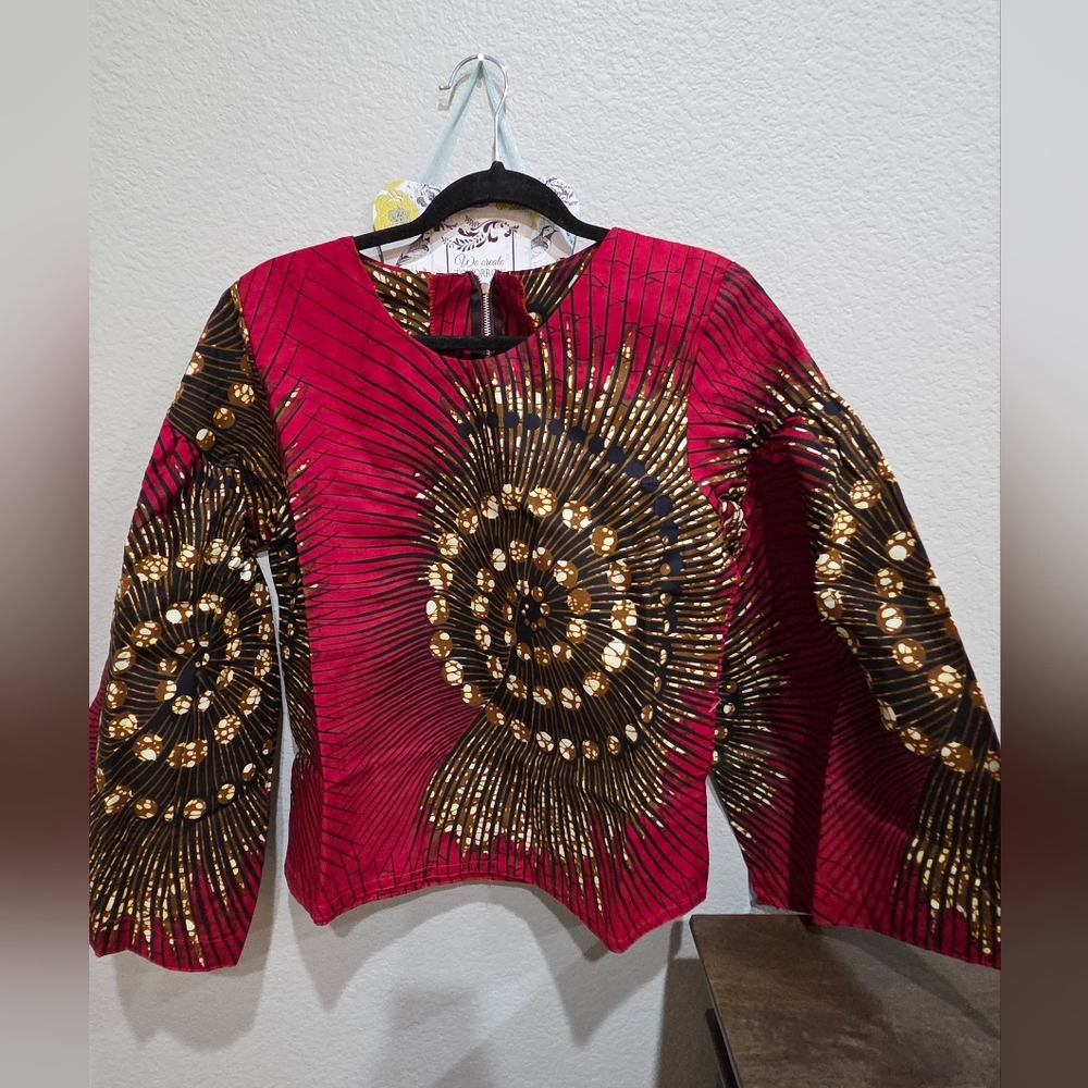 Red and Gold Patterned Top